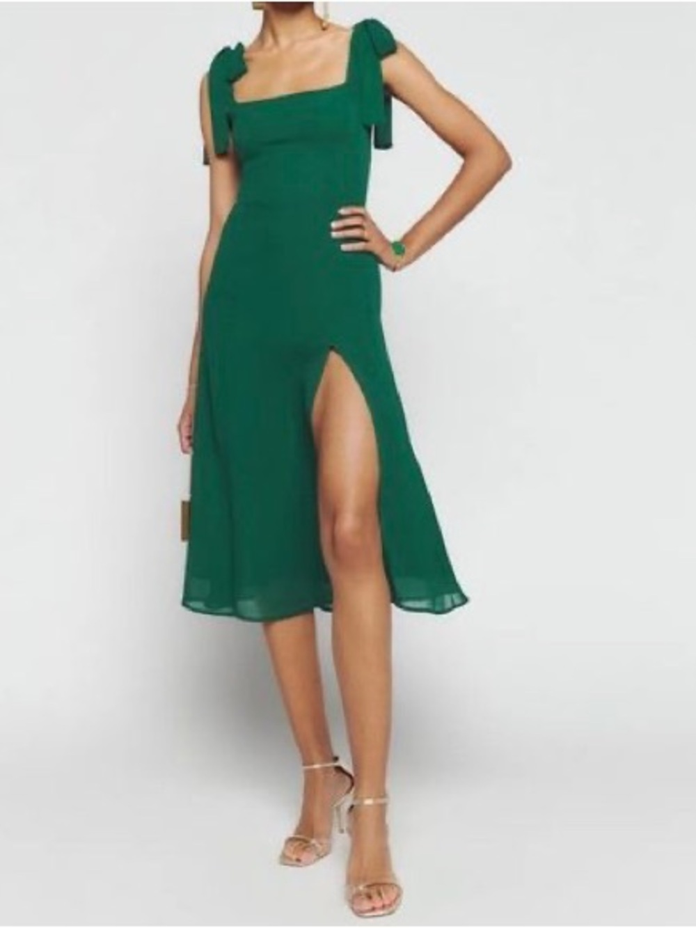 Reformation Twilight Midi Dress Emerald Size 4